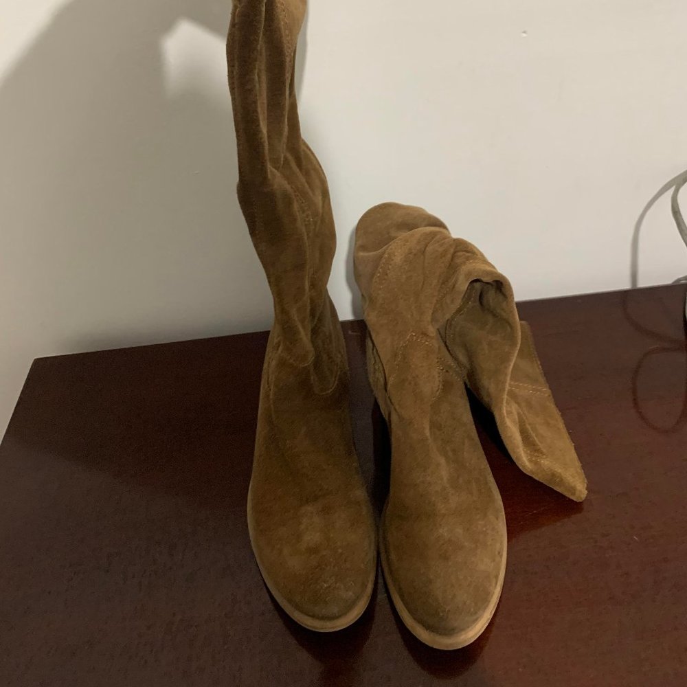 Brown Suede Heeled Boots